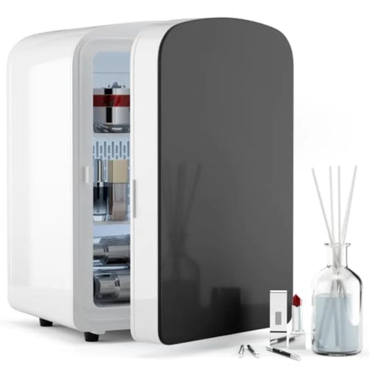 9L Mini Fridge for Bedroom Car College Dorm Room Office Desk 12V Portable Cooler Warmer Skincare Beauty Makeup Drinks Food AC D