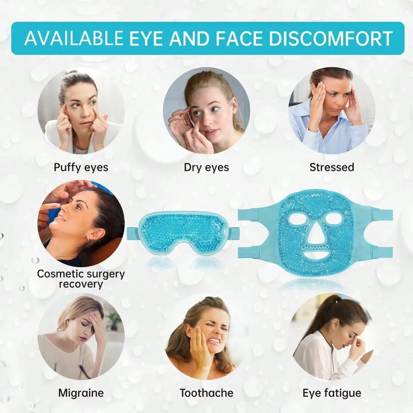 Gel Cooling Ice Face Eye Mask Facial Mask Hot Cold