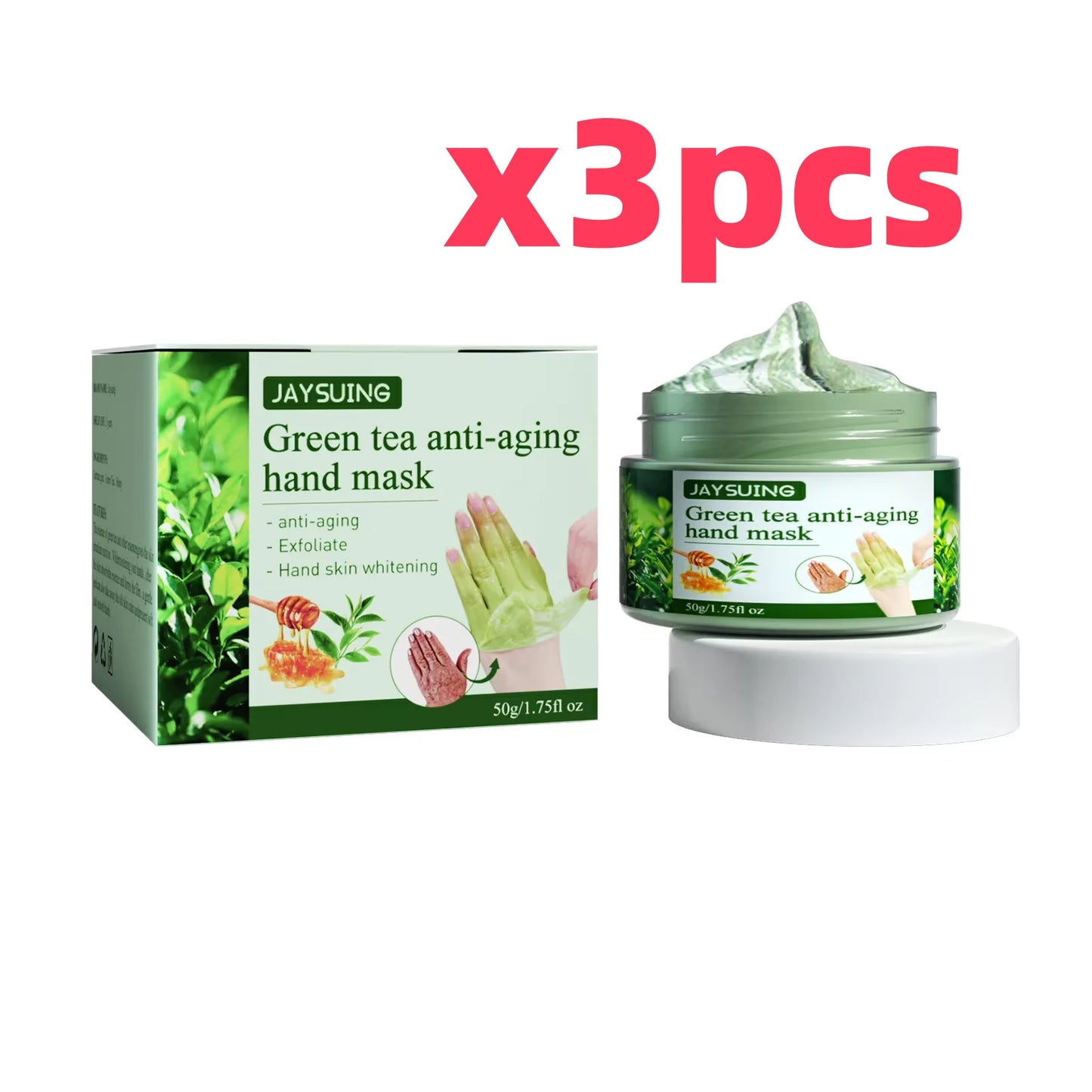 Green Tea Hand Mask Anti-Wri-nkle Moisturizing Wh-itening Repair Exfoliating Callus Film Nourish Hand Skin Care Cream 50g