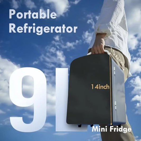 9L Mini Fridge for Bedroom Car College Dorm Room Office Desk 12V Portable Cooler Warmer Skincare Beauty Makeup Drinks Food AC D